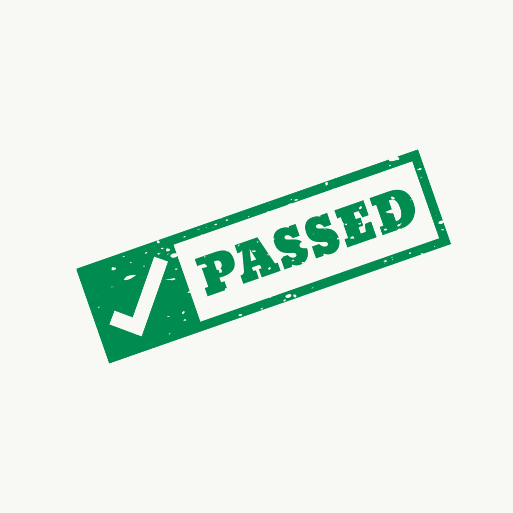 passed stamp checkmark sign and symbol